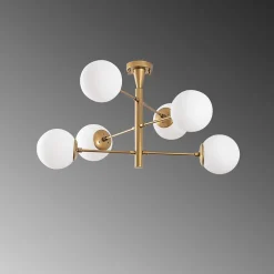 Plafonnier vintage doré - 6 lampes - ÉLÉONORE