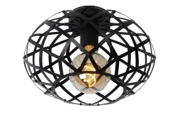 Plafonnier WOLFRAM en métal avec 1xE27 - Noir - Lucide