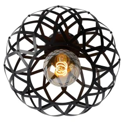 Plafonnier WOLFRAM en métal avec 1xE27 - Noir - Lucide