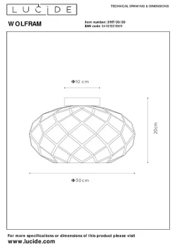 Plafonnier WOLFRAM en métal avec 1xE27 - Noir - Lucide