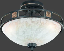 Plafonnier 3x E27, max. 60W, verre albâtre, métal finition rouille, diamètre 42 cm - Trio - Quinta