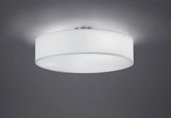 Plafonnier 3xE27, max. 60W, Tissu blanc, Nickel mat - Trio - Hotel