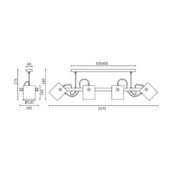 Plafonnier 4xE27 23W IP20 - Design noir & bois naturel