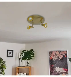 Plafonnier Xelux laiton brossé 3 spots orientables 50W