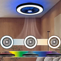 Plafonniers + ventilateur LED 'Arioso' D: 54 cm, en métal et plastique, avec de nombreuses fonctions