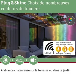 Plug & Shine Guirlande LED Yuna RGB 10m IP44 5W Noir