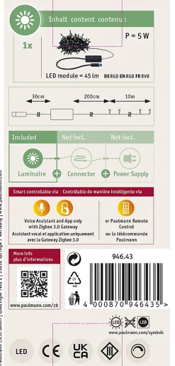 Plug & Shine Guirlande LED Yuna RGB 10m IP44 5W Noir