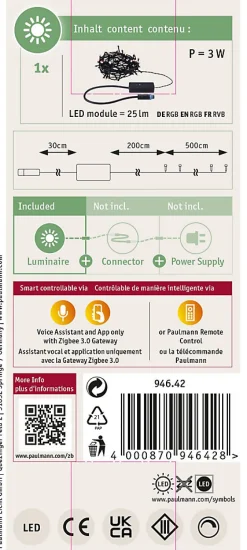 Plug & Shine Guirlande LED Yuna RGB 5m IP44 3W Noir