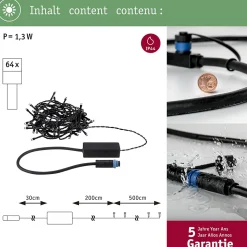 Plug & Shine Guirlande LED Yuna 3000K 5m IP44 1,3W Noir