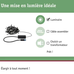 Plug & Shine Guirlande LED Yuna 3000K 5m IP44 1,3W Noir