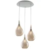 Pluvia Suspension en fer avec verre pyrex ambré 3 lumières 141 d.50 BL264-S3-AM