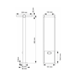 POPA Spot à énergie solaire noir 60 cm 4000K Luminaire de jardin Beneito Faure