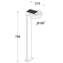 Potelet extérieur à energie solaire à détecteur de mouvement LED intégrée Runda noir IP54 12W 1300lm Lutec