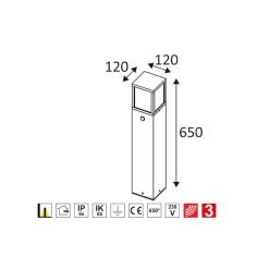 Potelet extérieur avec détecteur TULO SENSOR E27 Indigo - 15W - IP54 - Anthracite - Verre clair