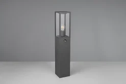 Potelet extérieur détecteur E27 60W anthracite verre clair - Trio - Garonne