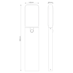 Potelet LED extérieur noir 10,5 W 1700 lm blanc neutre IP54 détecteur de mouvement, GoodHome Wendland