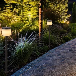 Potelet solaire à détecteur de mouvement à piquer LED intégrée Pantete noir IP44