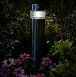 Potelet solaire à détection LED intégrée Kiana 50lm 0.58W IP44 GoodHome chrome