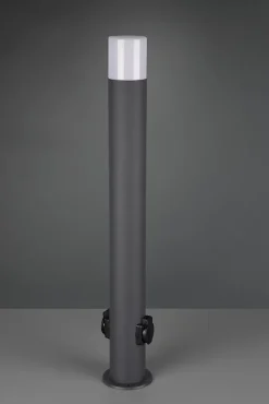 Potelet 1xE27, max. 28W, IP44, blanc/anthracite, avec prise extérieure - Trio - Hoosic