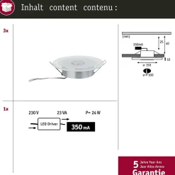 Premium Spot encastré LED Whirl Kit de base rond 150mm 3x6,9W 3x450lm 230V 3000K Alu tourné Satiné