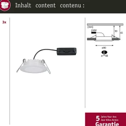 Premium Spot encastré LED Dim to Warm Suon Kit de base IP44 rond 90mm 3x5W 3x450lm 230V gradable Dim to warm Satiné Blanc