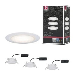 Premium Spot encastré LED Suon Kit de base IP44 rond 90mm 3x5W 3x450lm 230V gradable 2700K Satiné Blanc