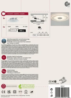 Premium Spot encastré LED Whirl Kit de base rond 150mm 3x6W 3x450lm 230V gradable 3000K Alu tourné Satiné