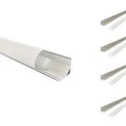 Profilé Aluminium Angle 2m pour Ruban LED Couvercle Blanc Opaque (pack de 5) - SILAMP