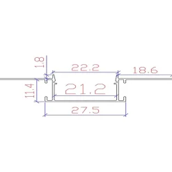 Profilé Aluminium encastré 1m pour Ruban LED Double Couvercle Blanc Opaque - SILAMP