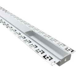 Profilé Aluminium encastré 1m pour Ruban LED Double Couvercle Blanc Opaque - SILAMP