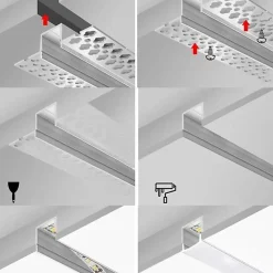 Profilé Aluminium Encastrable 2m pour Ruban LED - SILAMP