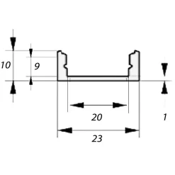 Profilé Aluminium 1m pour Ruban LED Double Rangée - Couvercle Blanc Opaque - SILAMP