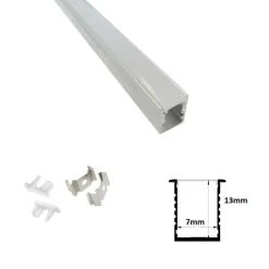 Profilé Aluminium 1m pour Ruban LED avec Cache Blanc Opaque (Pack de 5) - SILAMP
