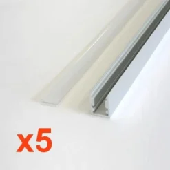 Profilé Aluminium 1m pour Ruban LED avec Cache Blanc Opaque (Pack de 5) - SILAMP