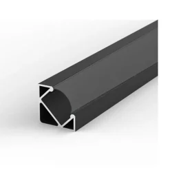 Profilé Aluminium Noir Angle 2m pour Ruban LED Couvercle Noir Opaque - SILAMP