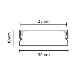 Profilé Aluminium Noir 2m avec Cache Opaque Blanc - SILAMP