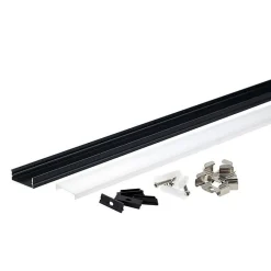 Profilé Aluminium Noir 2m avec Cache Opaque Blanc - SILAMP