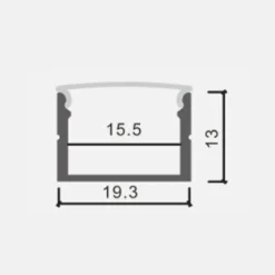 Profilé Aluminium 19x13mm 2m Pour Ruban LED Couvercle Opaque Blanc - SILAMP