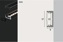 Profilé de strip LED Base IP20 noir Paulmann L.100 x H.9 x P.17cm