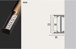 Profilé de strip LED Square IP20 noir Paulmann L.100 x H.15 x P.23cm