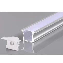 Profilé Encastrable Aluminium 2m pour Ruban LED Couvercle Blanc Opaque - SILAMP