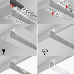 Profilé Encastrable Large 2m Aluminium pour Ruban LED Couvercle Blanc - SILAMP