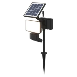 Projecteur à piquer solaire LED intégré à détection Davern 400lm IP65 noir Goodhome