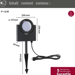 Projecteur de jardin LED Swivea IP44 183x534mm 3000K 8W 460lm 230V Anthracite Aluminium