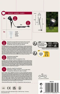 Projecteur de jardin LED IP65 rond 92mm 3000K 3,5W 230lm 230V 38 Noir Aluminium