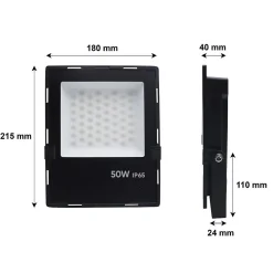 Projecteur Extérieur NOIR 50W IP65 - Blanc Froid 6000K - 8000K - SILAMP