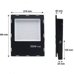 Projecteur Extérieur NOIR 100W IP65 - Blanc Neutre 4000K - 5500K - SILAMP