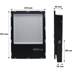 Projecteur Extérieur NOIR 200W IP65 - Blanc Chaud 2300K - 3500K - SILAMP