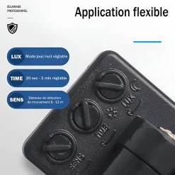 Projecteur LED avec détecteur de mouvement 100W Noir Etanche IP65 Forte luminosité avec Osram Puce 11000 Lumens Blanc chaud 3000K