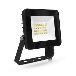 Projecteur LED Extérieur - Plat Noir - 20W 6000K - IP65 - 1600lm